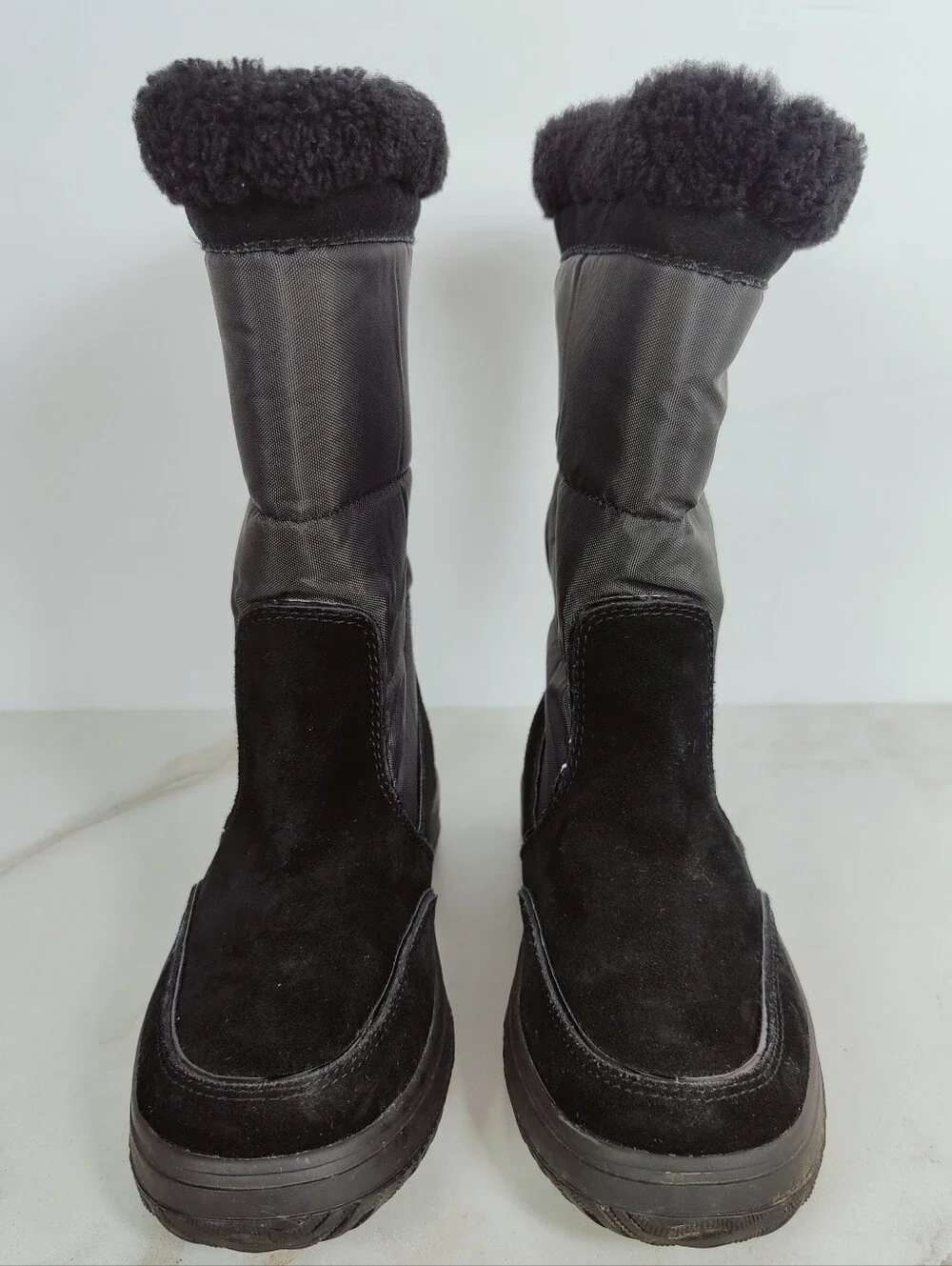 Coach Sherman Suede Nylon Winter Boots, Black, Sz 6.5